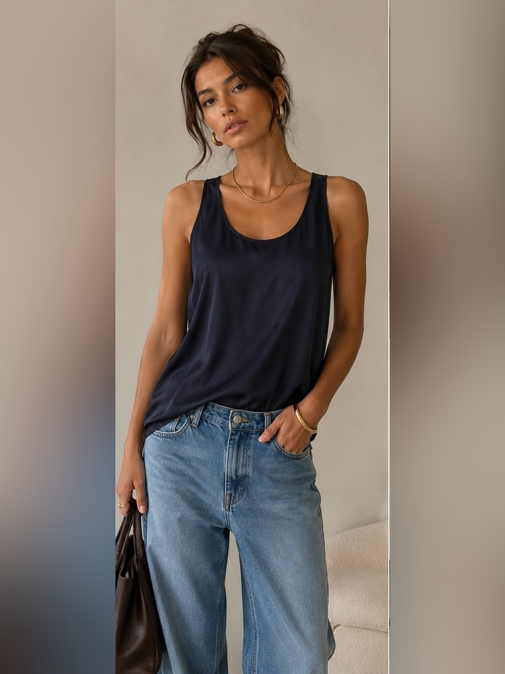 Lola & Sophie NWT dark navy blue Sleeveless Women's Top